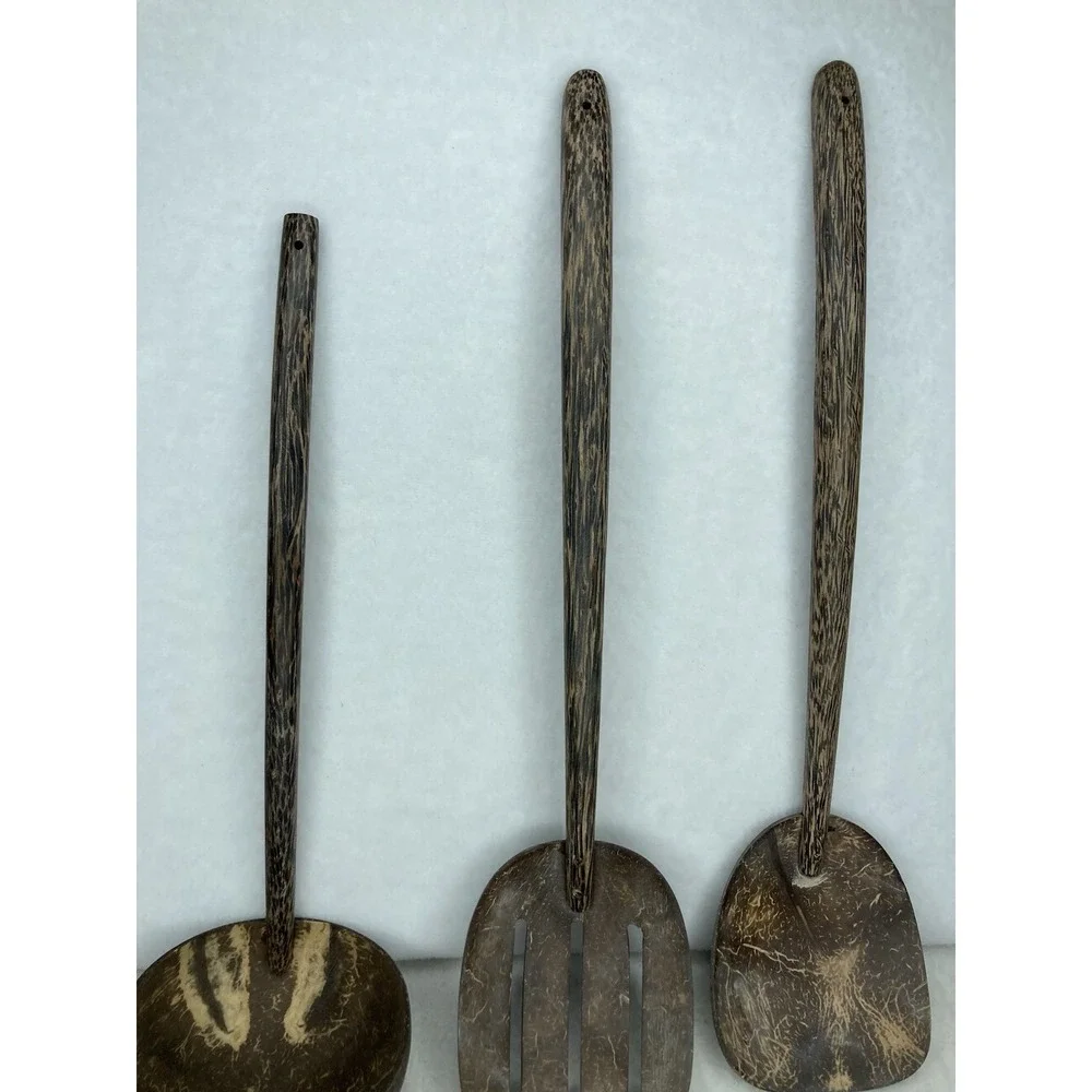 Handmade Thailand Coconut Shell Kitchen Utensil Set Ladle Slotted Turner Spatula